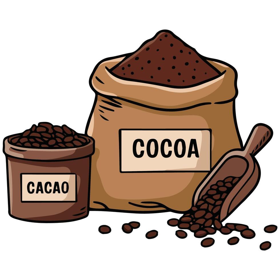 cocoa set isolated illustration on white background vector