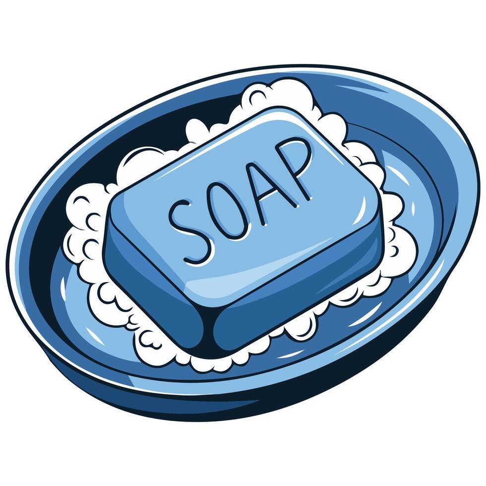 soap in the soap dish isolated illustration on white background vector