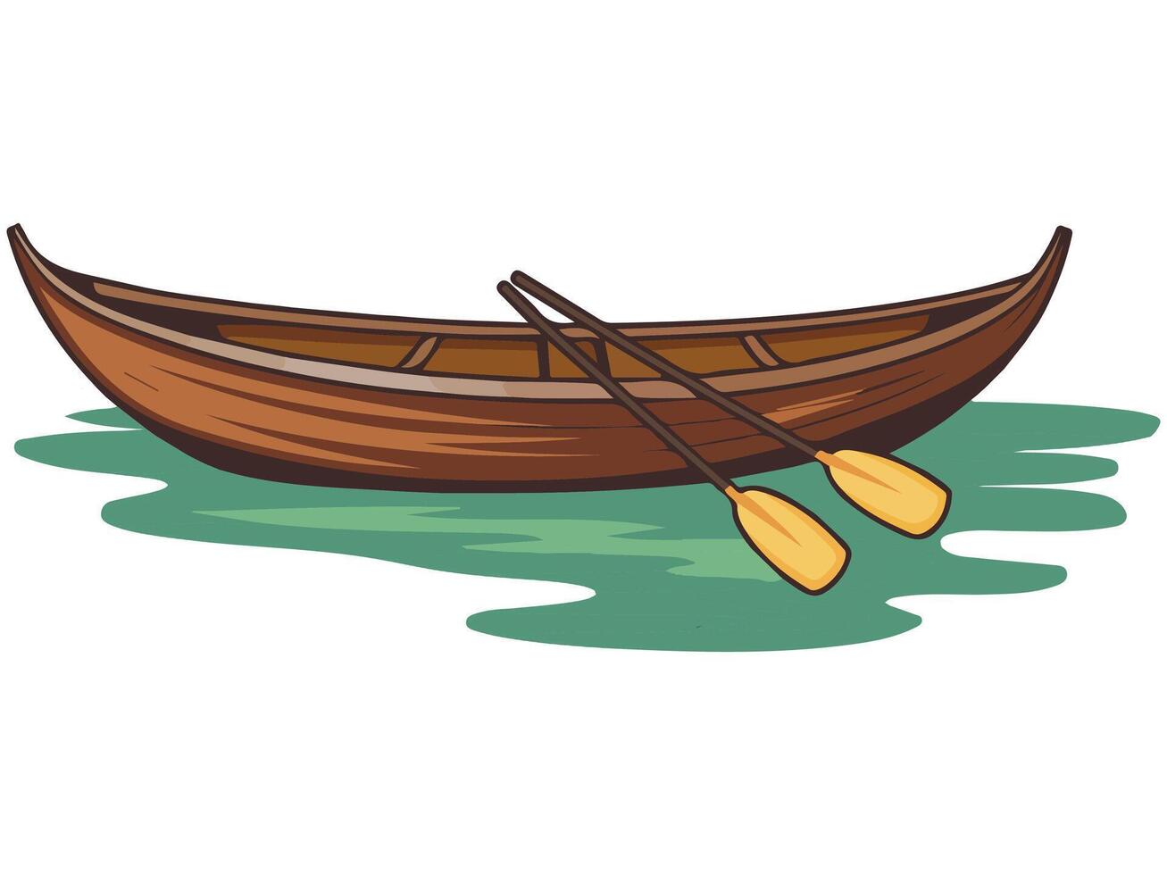 wooden boat with paddles icon flat isolated illustration vector