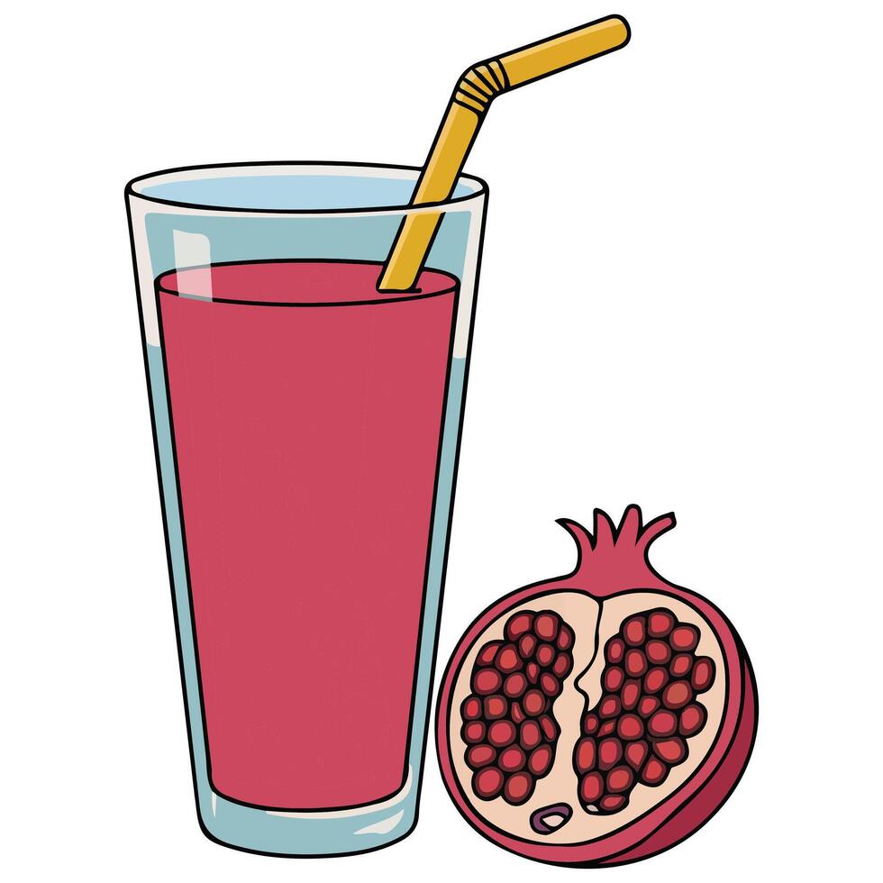 pomegranate juice in glass isolated illustration on white background vector