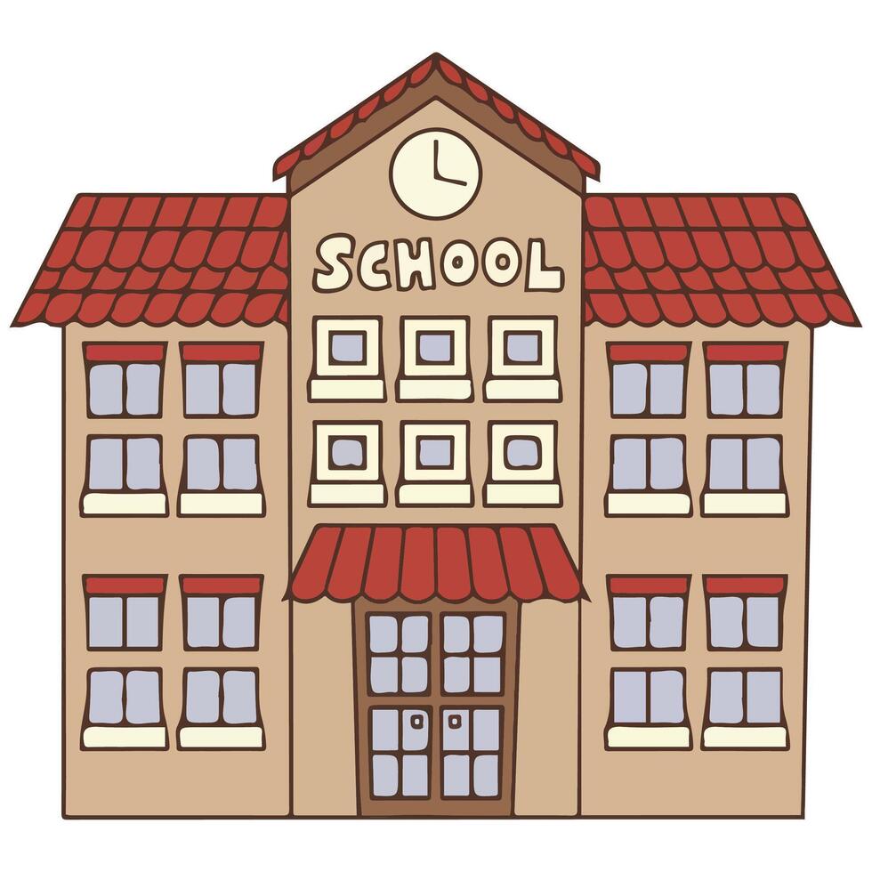 concept school supplies education building isolated illustration vector