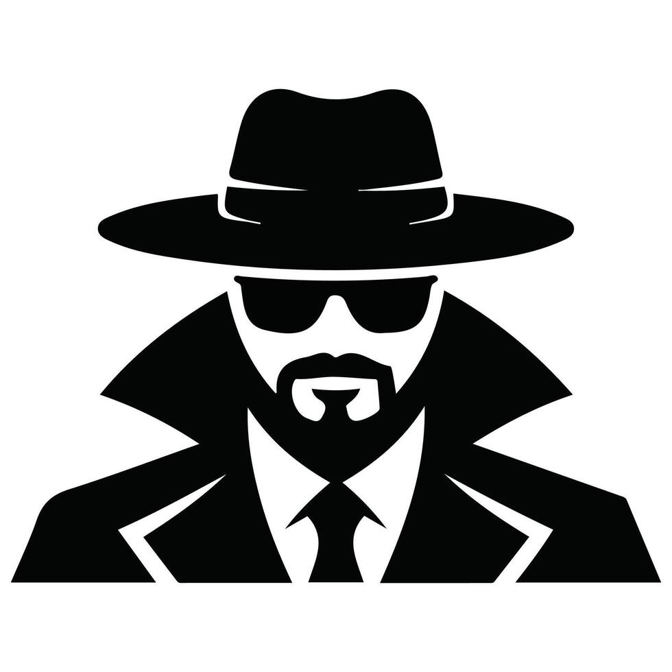 man in suit secret service agent icon isolated illustration vector