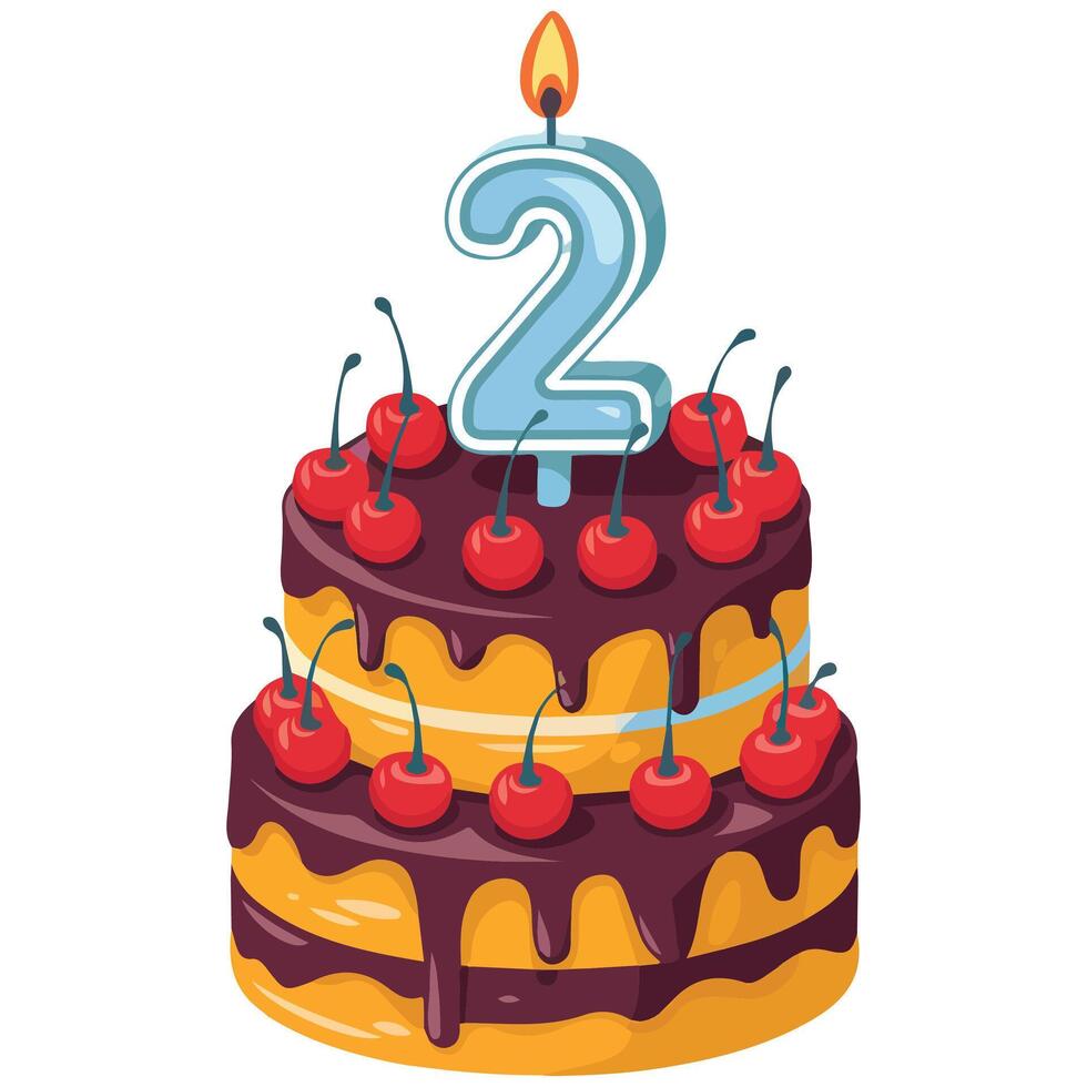 congratulations on birthday with number two isolated illustration vector