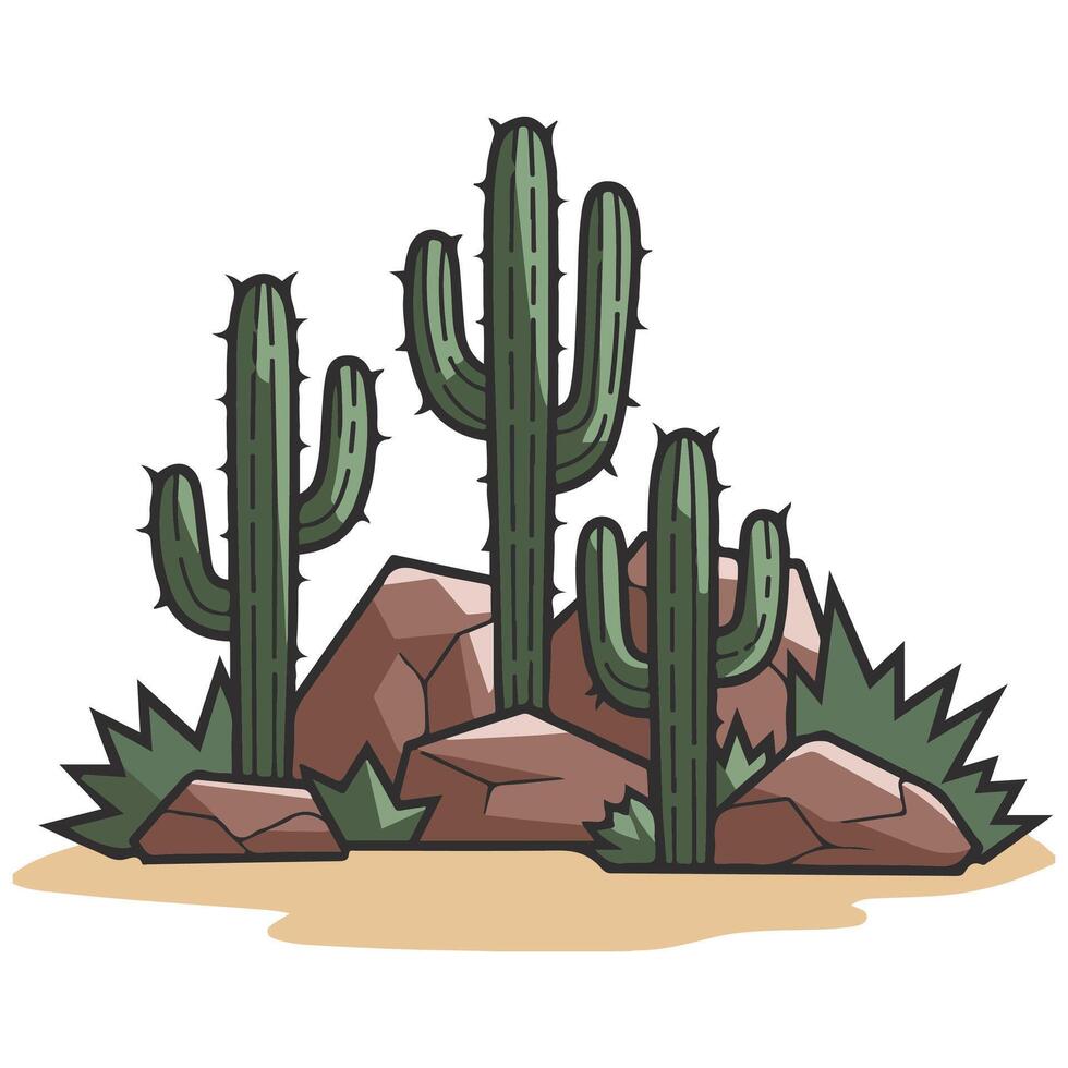 aloe vera cactus art isolated illustration on white background vector