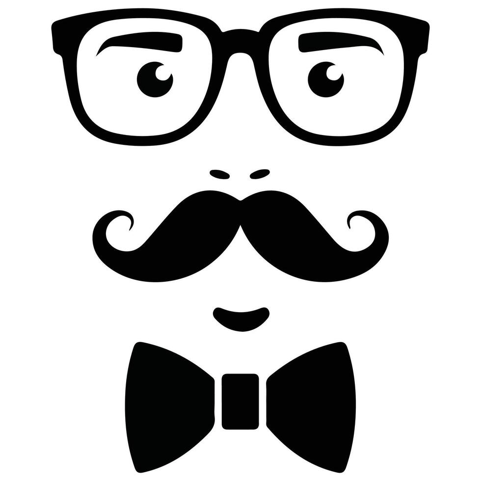 hipster style set bowtie glasses isolated illustration vector