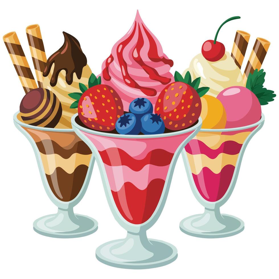 fruits parfait illustration isolated on white background vector