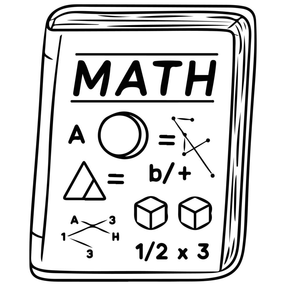 doodle closed school textbook isolated illustration vector