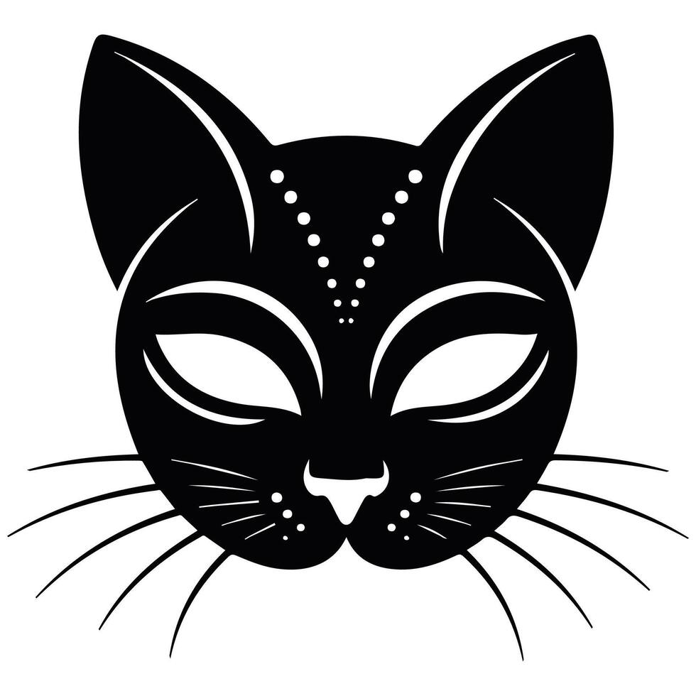 close up front view female latex cat mask isolated vector