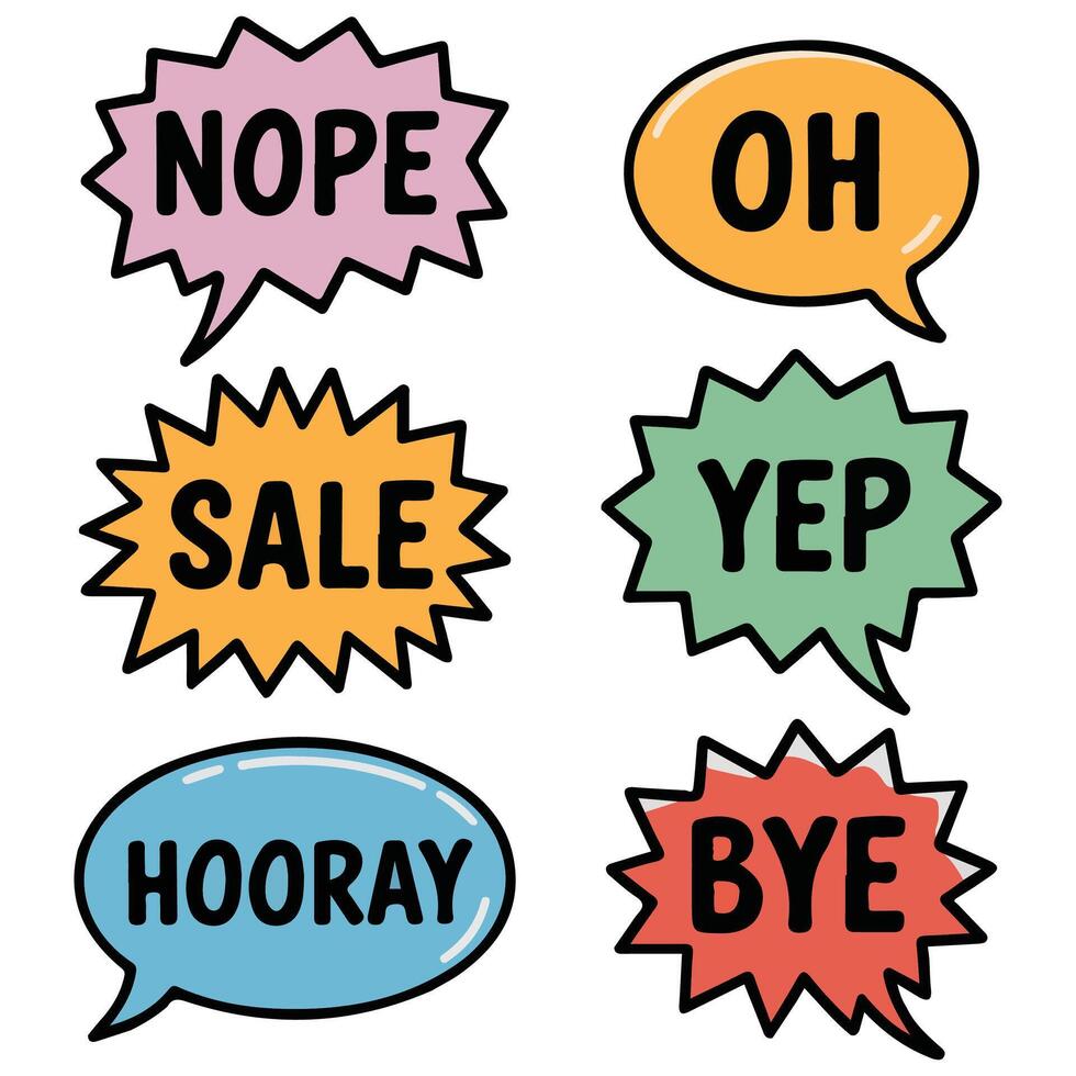 trendy speech bubbles set hand drawn isolated illustration vector