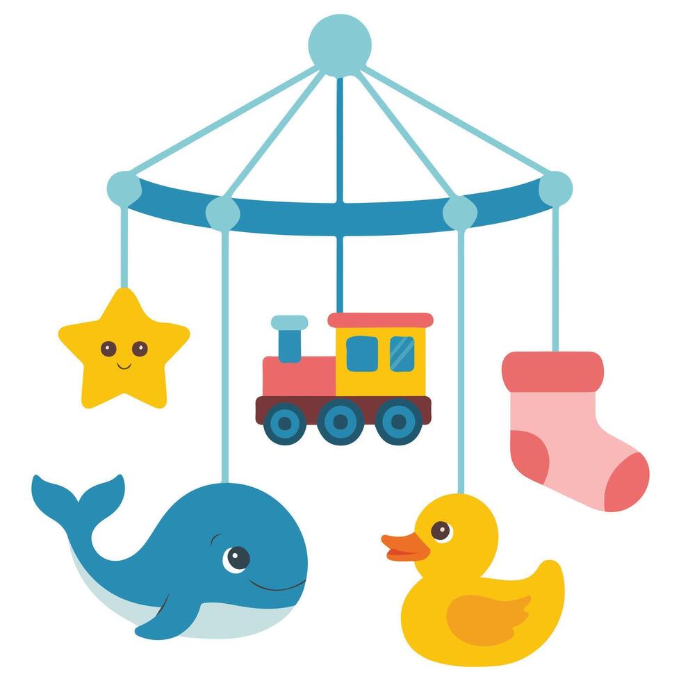 baby mobile toy clipart isolated illustration on white vector