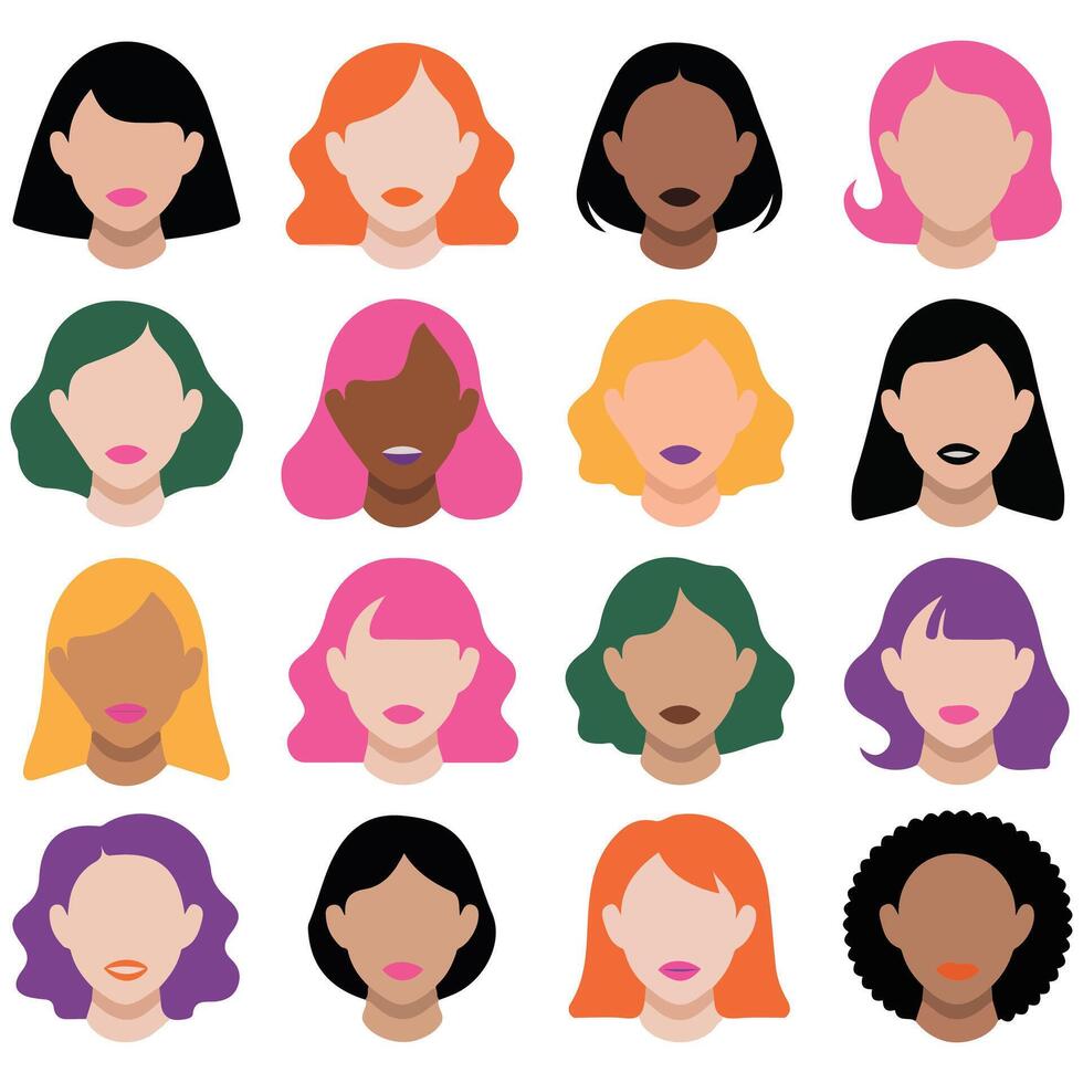 woman portrait female character face isolated illustration vector