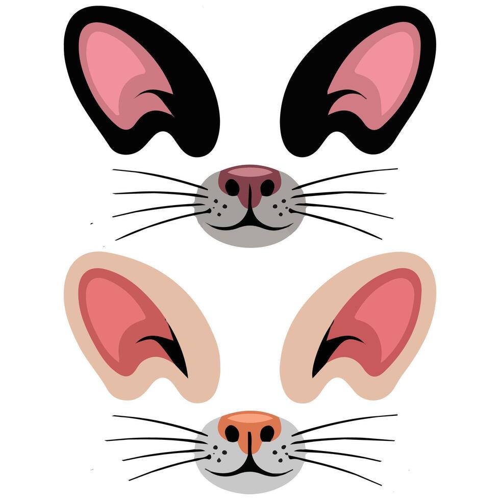 chat effects animal faces set isolated vector