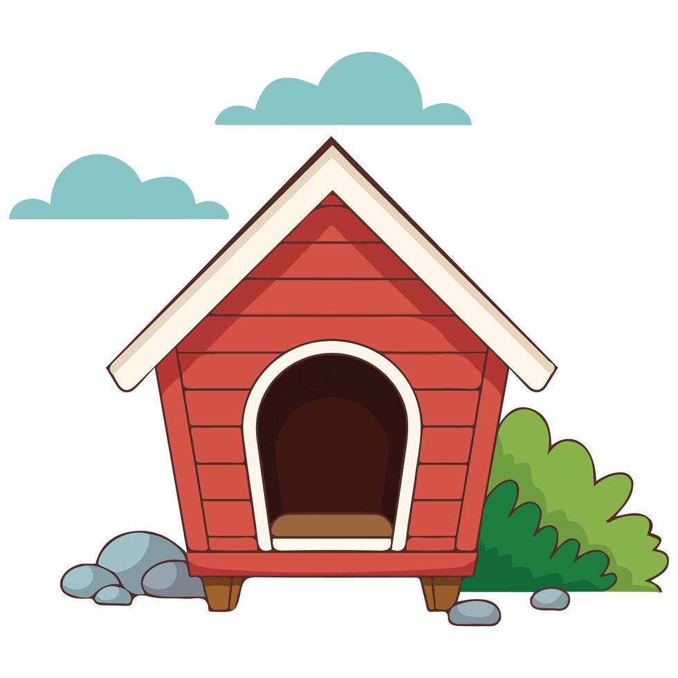 beautiful doghouse isolated illustration on white vector