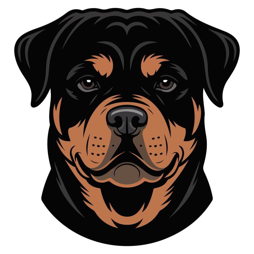 illustration rottweiler dog head isolated on white vector
