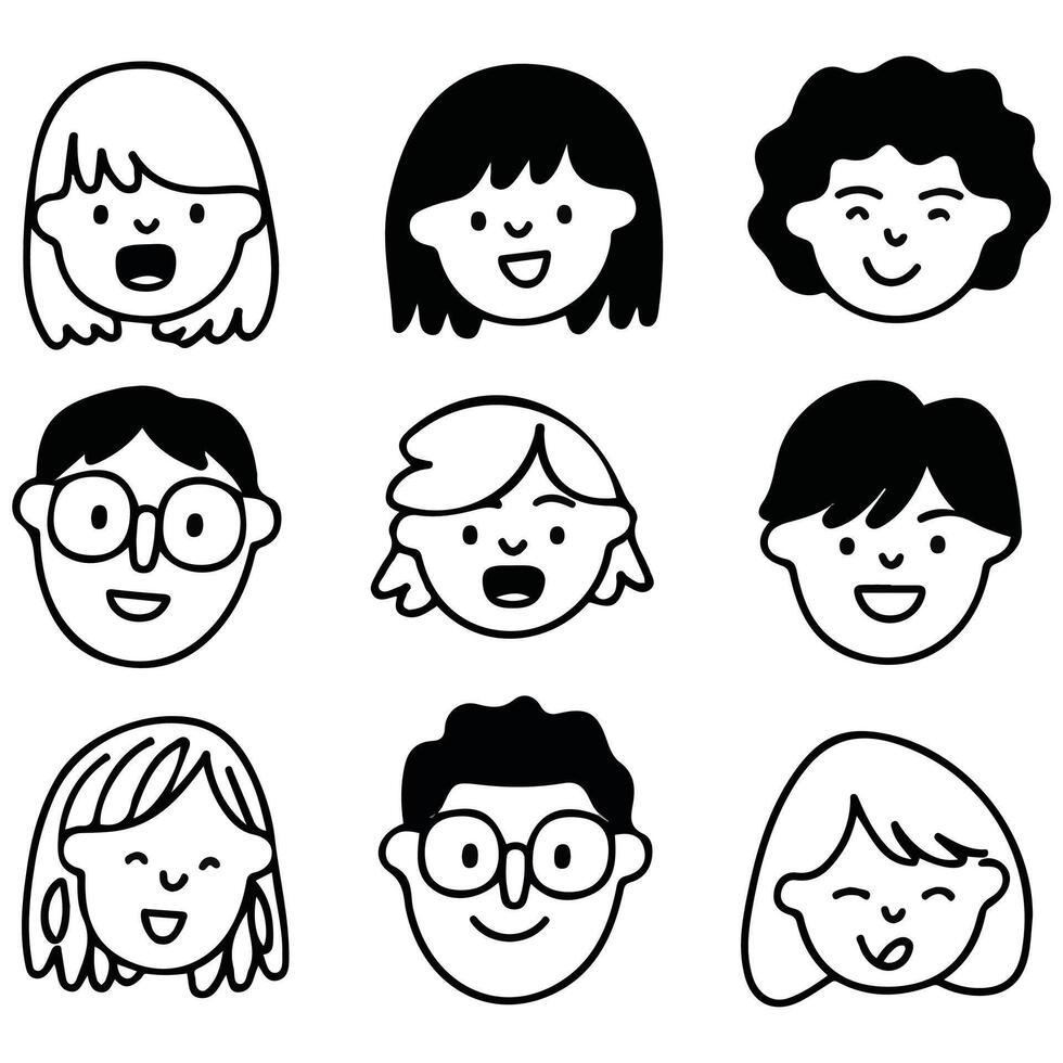 portrait of different people isolated on white vector