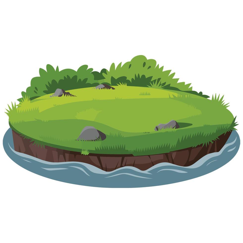 landscape with grass stones isolated on white vector