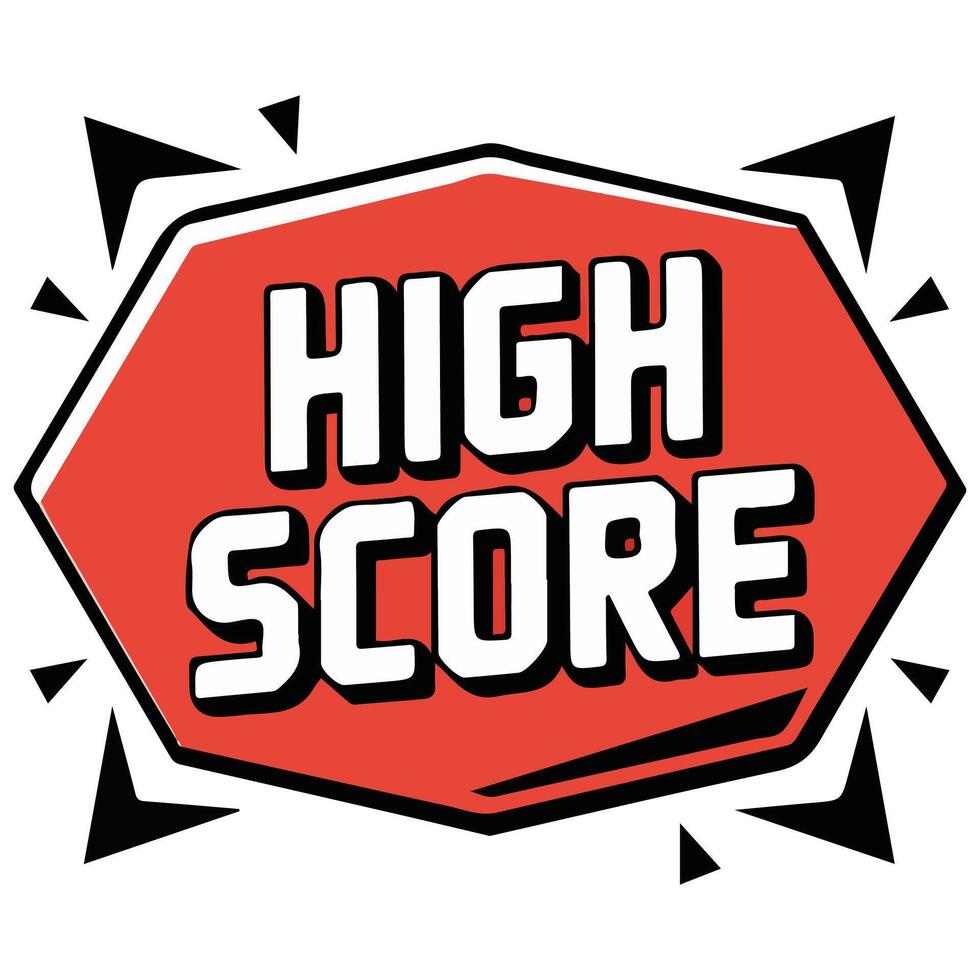 high score sign with red label isolated vector