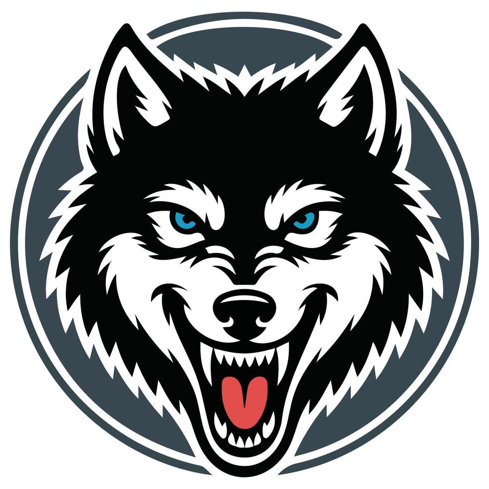 angry wolf head mascot isolated on white vector