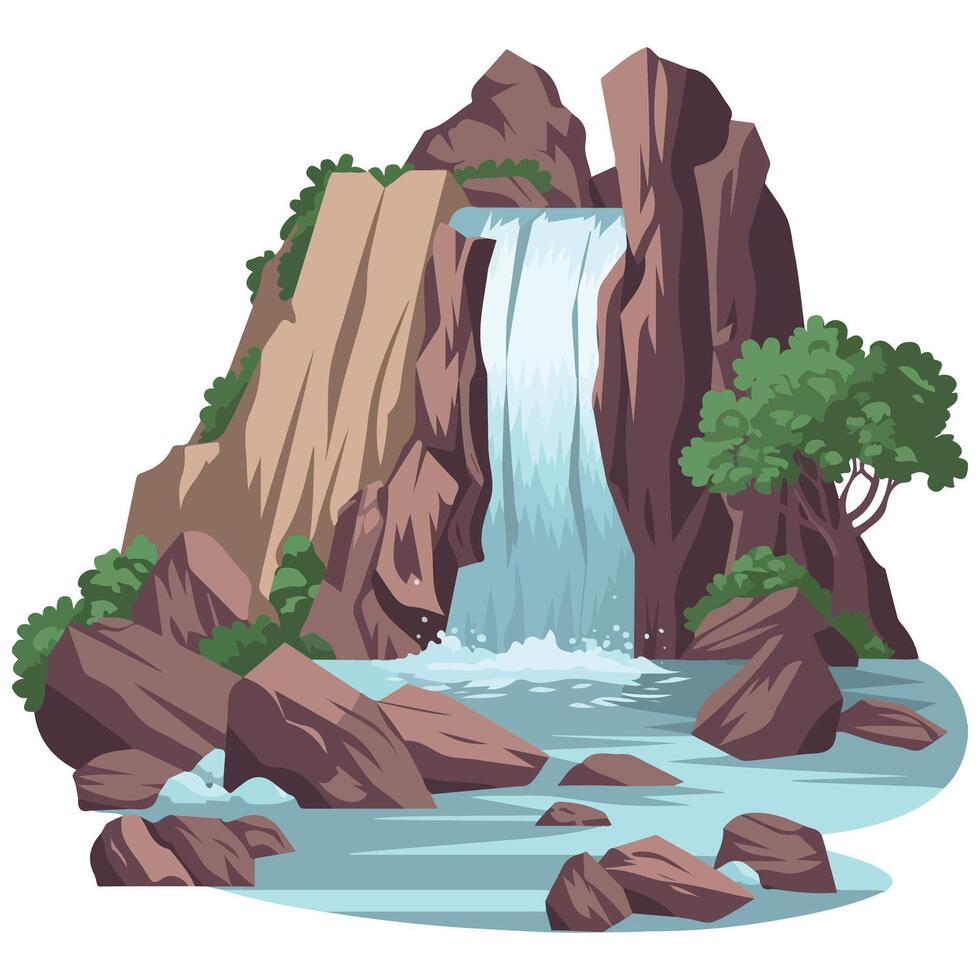 isolated waterfall illustration on white vector