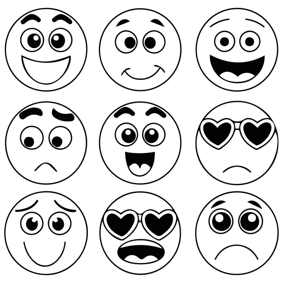 cartoon set of different cute faces vector