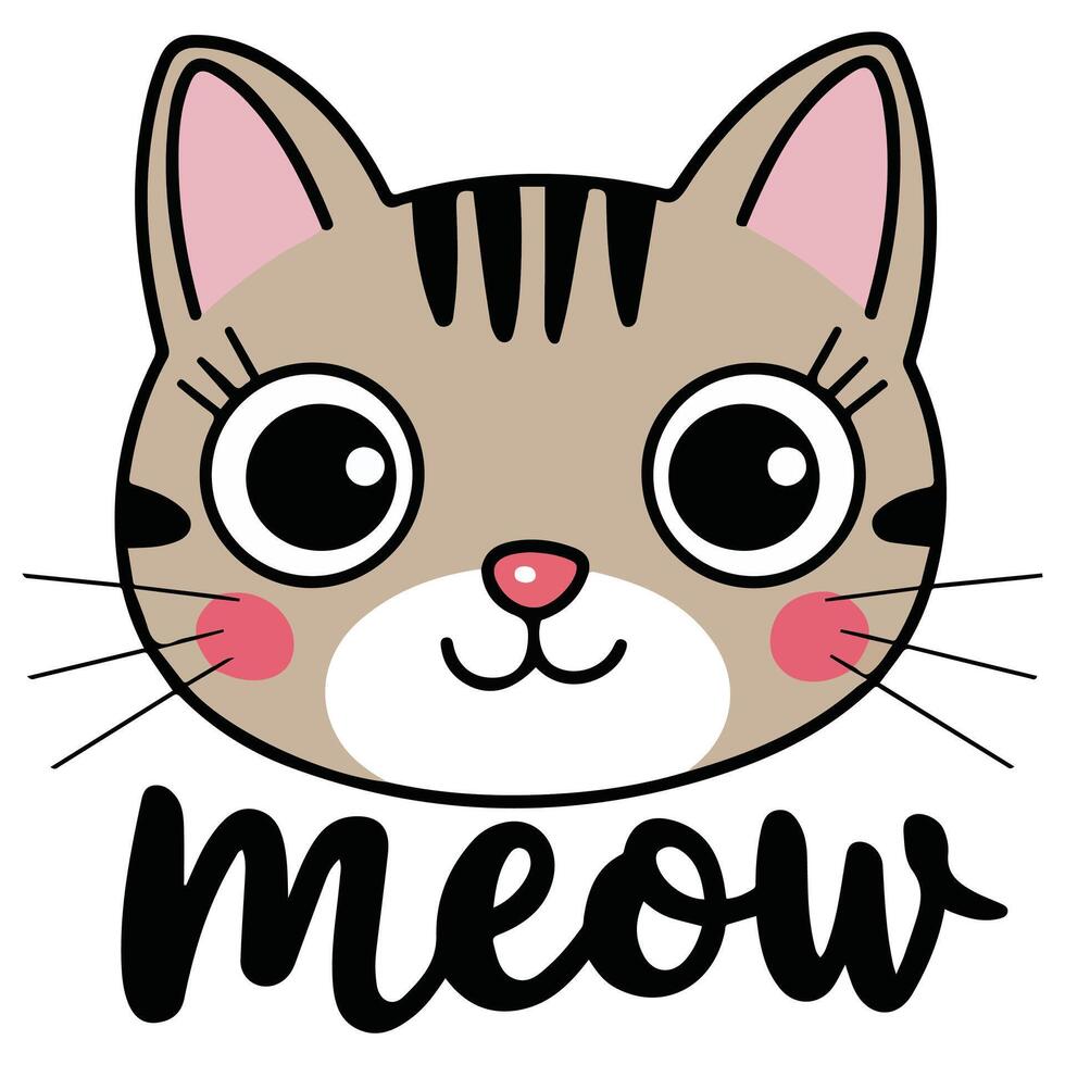 cute kitty mess meow slogan isolated vector