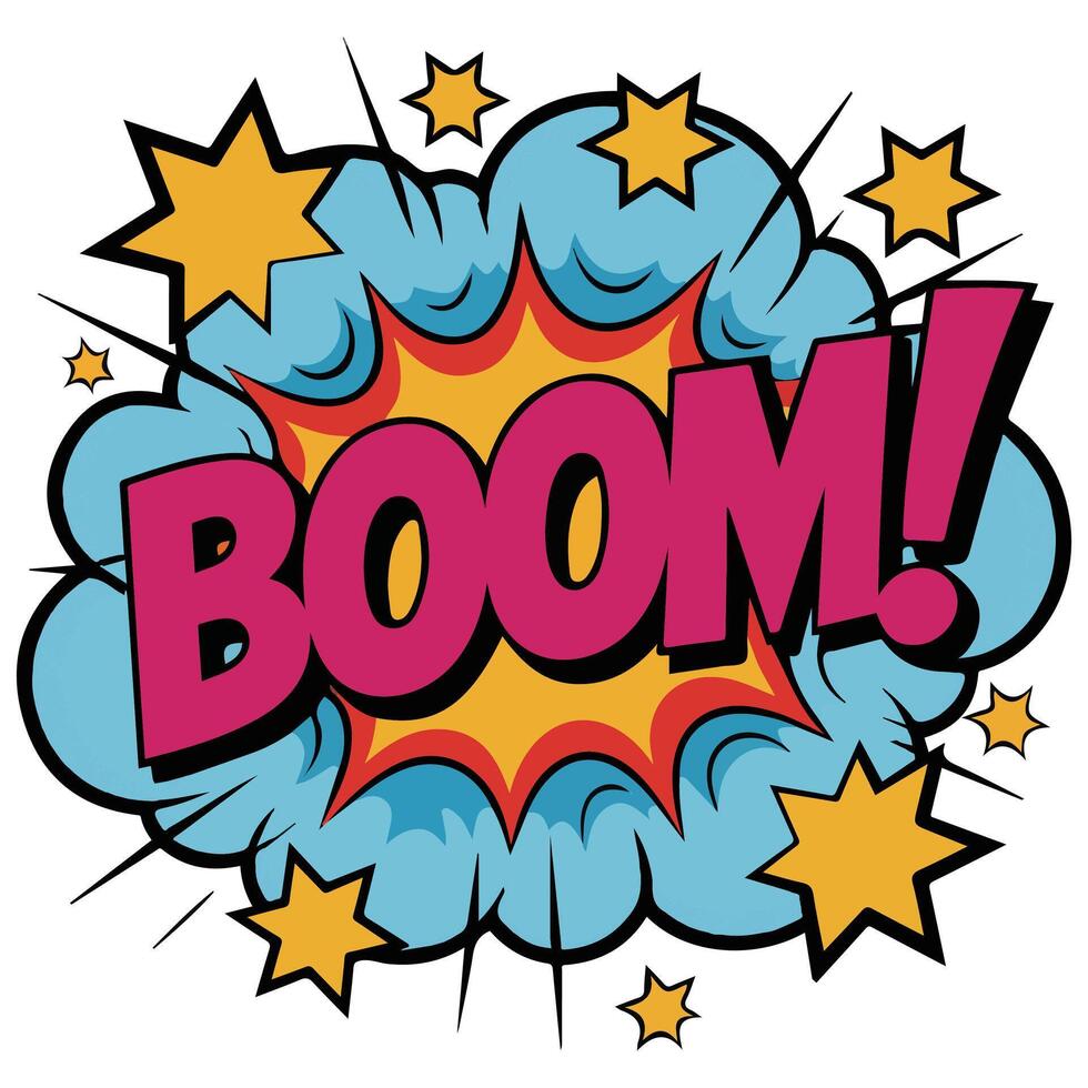 Comic sound effect boom letters isolated white background vector