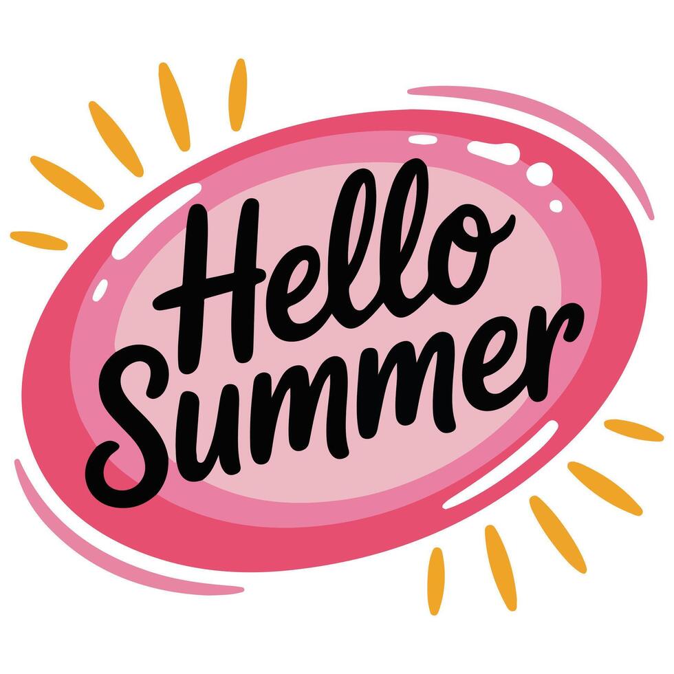 Summer greeting with bright colors isolated white background vector