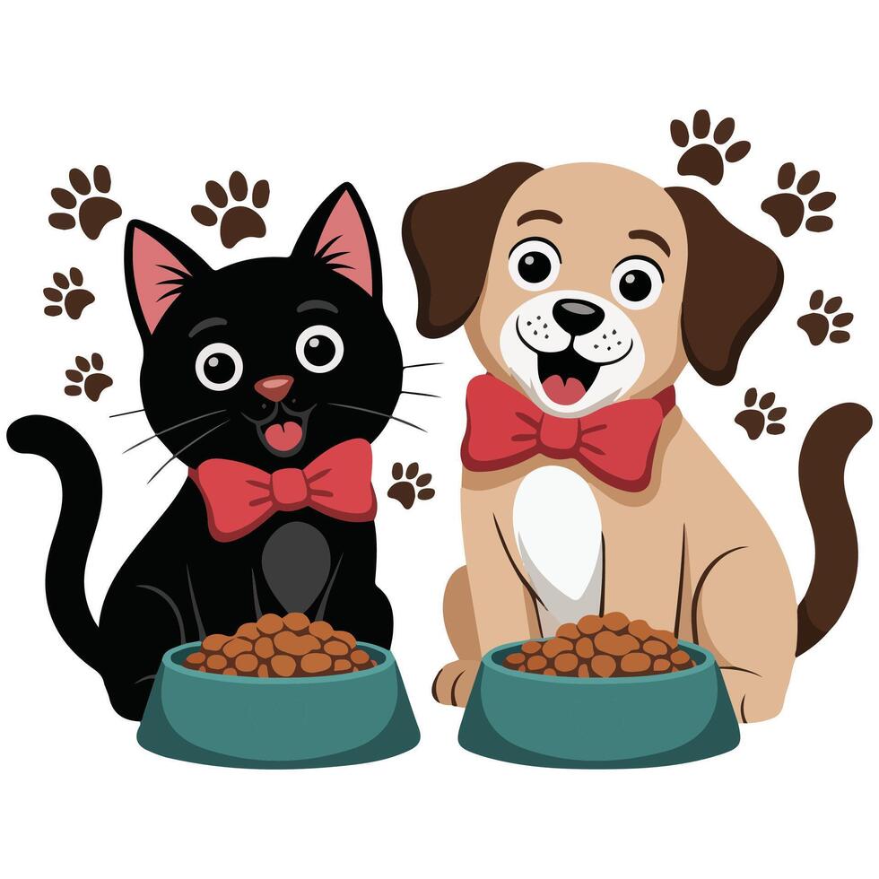 Puppy and kitten playing together isolated white background vector
