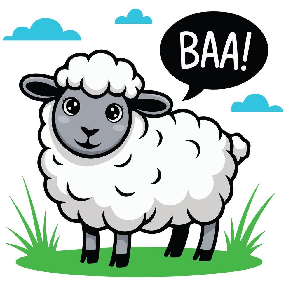 Sheep saying baa in bubble isolated white background vector