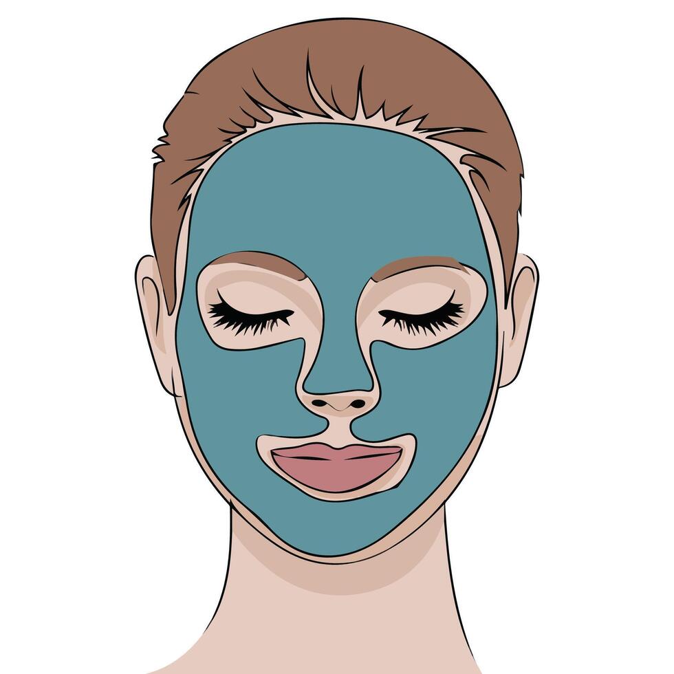 Spa face mask with cucumber isolated white background vector