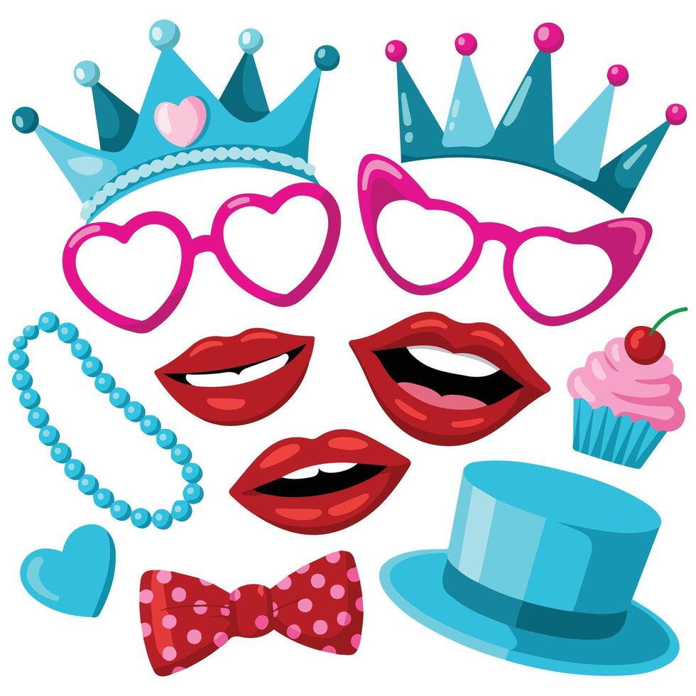 Royal celebration accessories collection isolated white background vector
