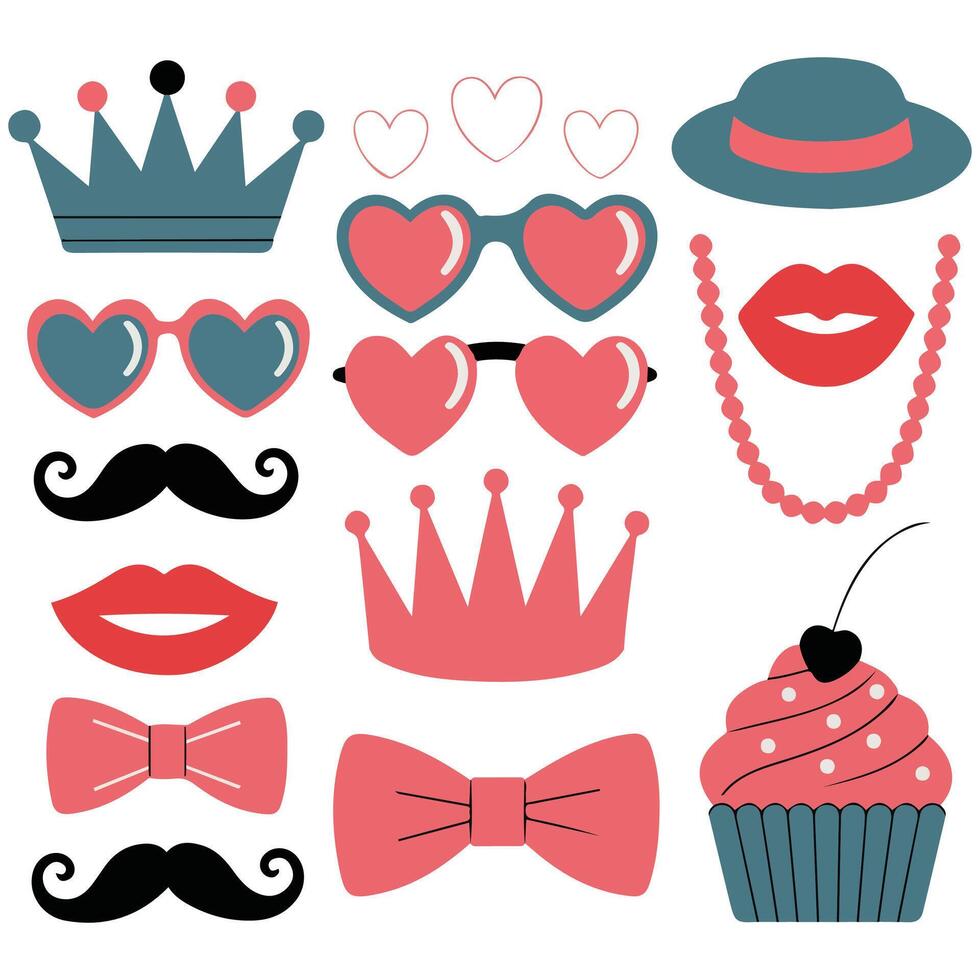 Princess party crowns and tiaras set isolated white background vector