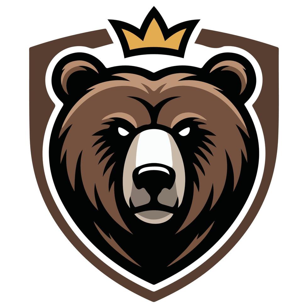 Bear head logo with honey pot isolated white background vector