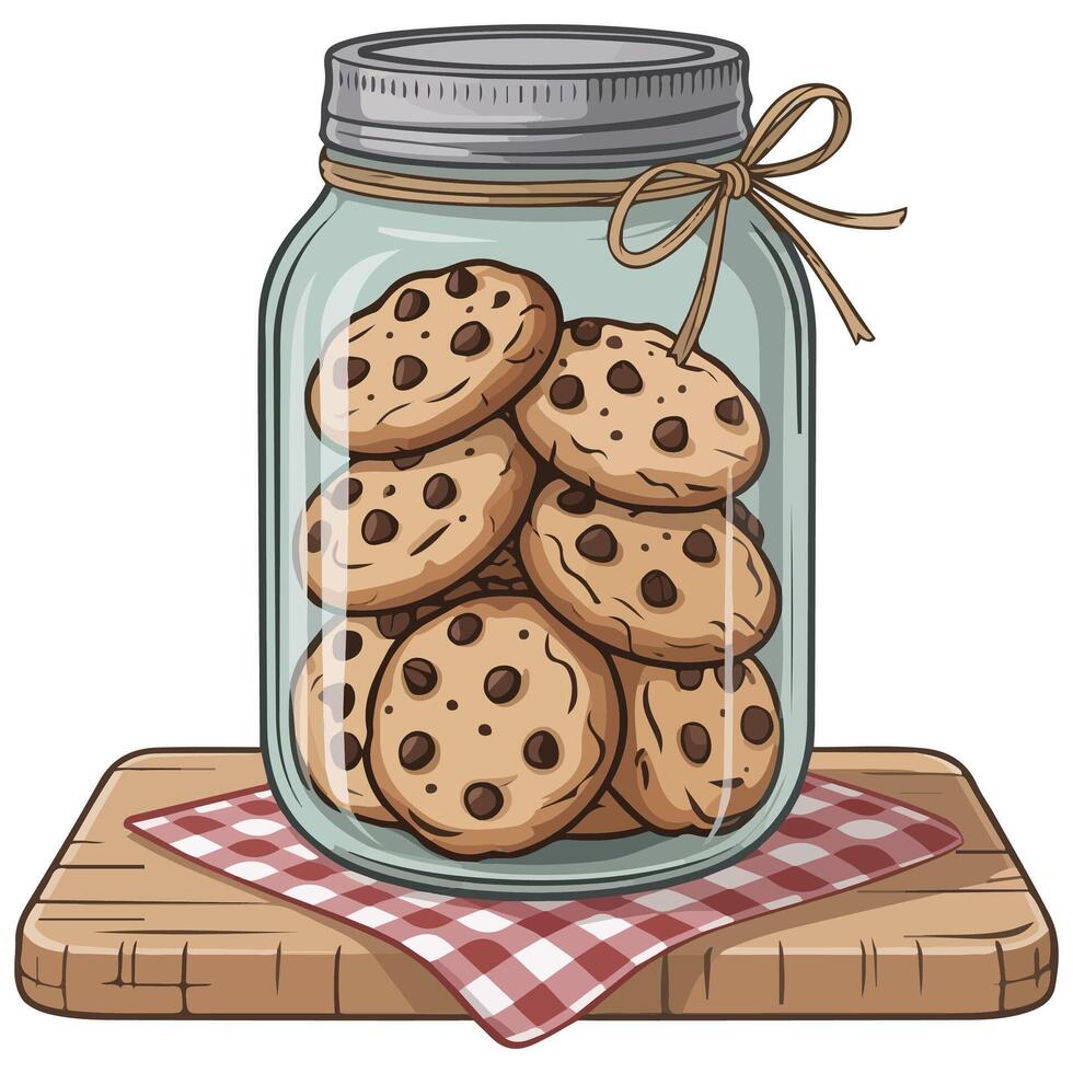 Glass jar with cookies inside isolated white background vector