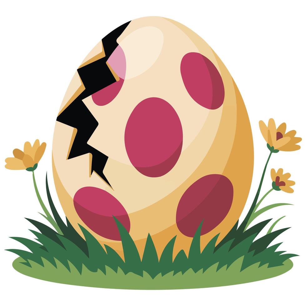 Dinosaur egg in straw nest isolated white background vector