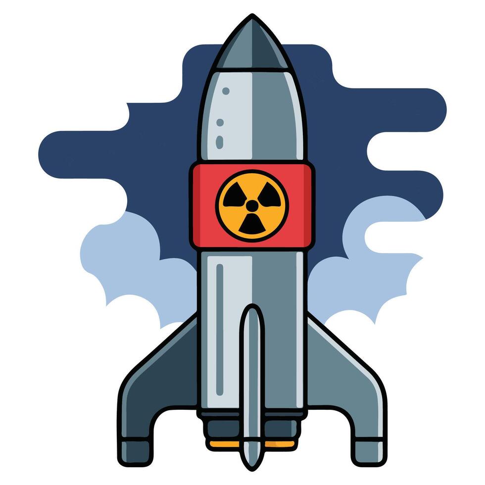 Nuclear rocket with explosion isolated white background vector
