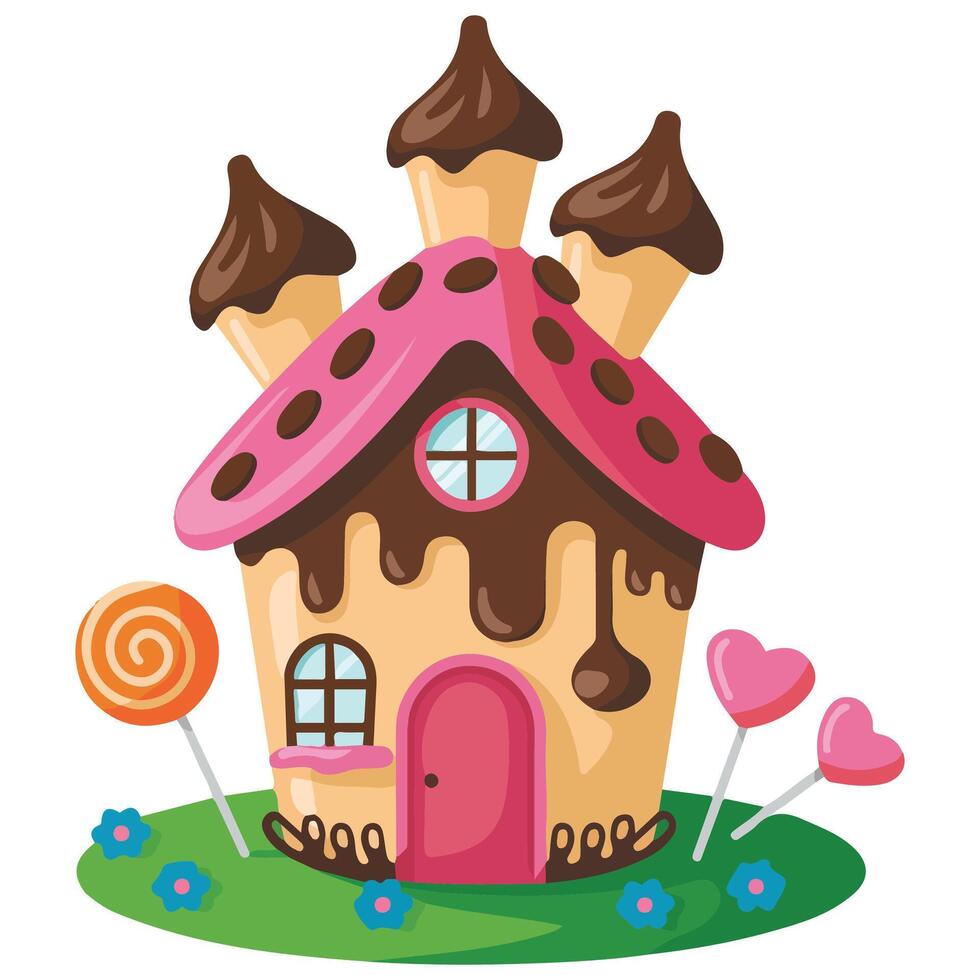 Candy house with icing roof isolated white background vector