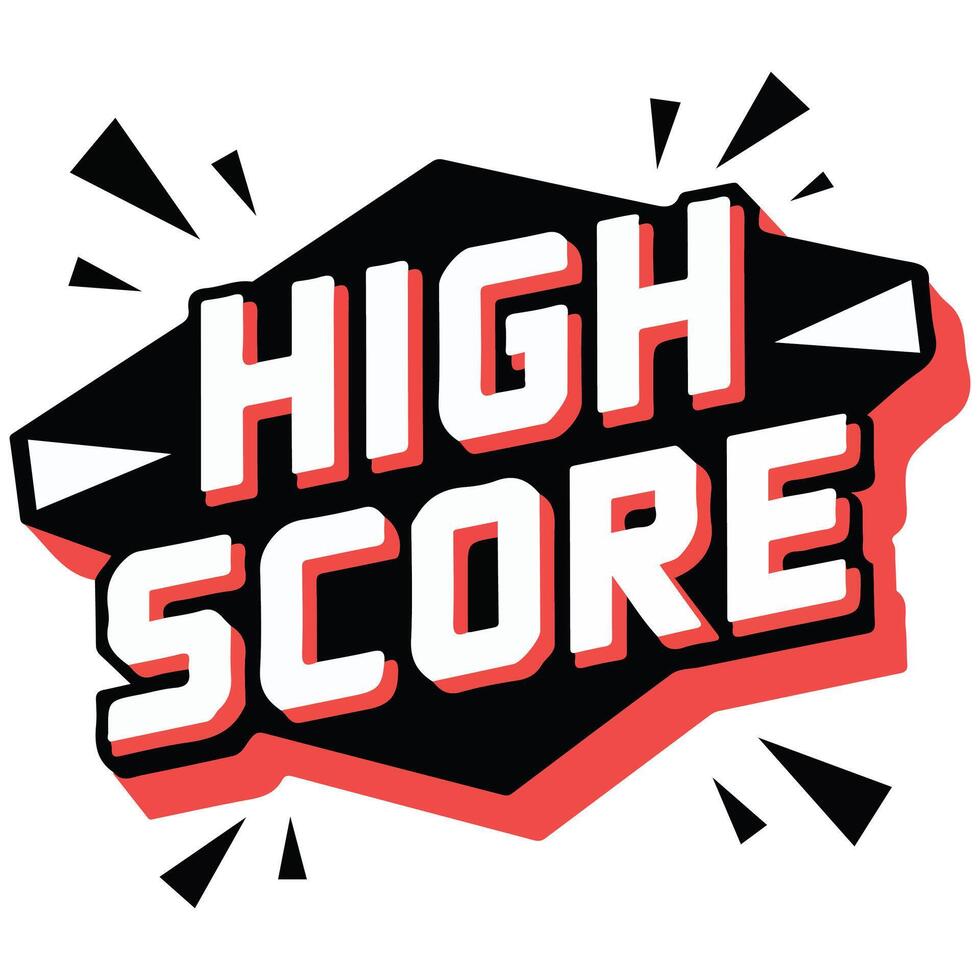 High score sign with stars isolated white background vector