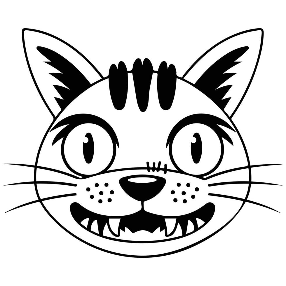 Scarred war cat with fish isolated white background vector