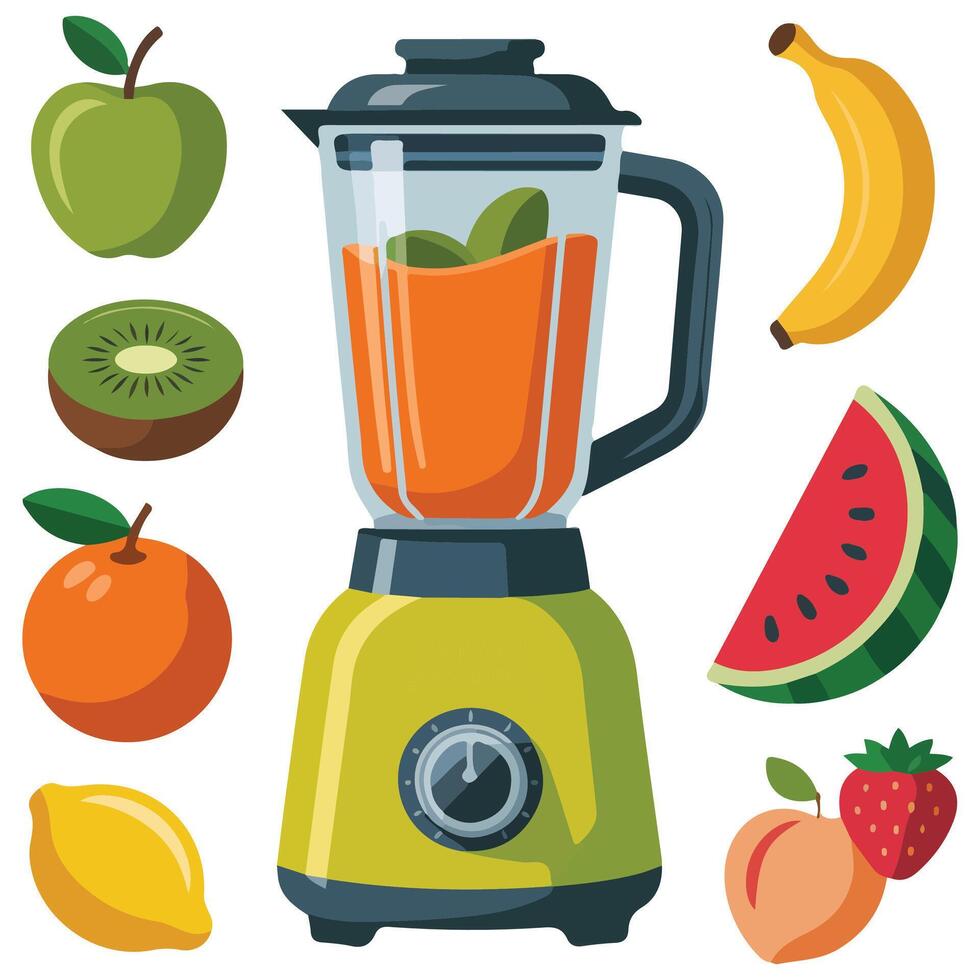 Fruit mixer with berries isolated white background vector