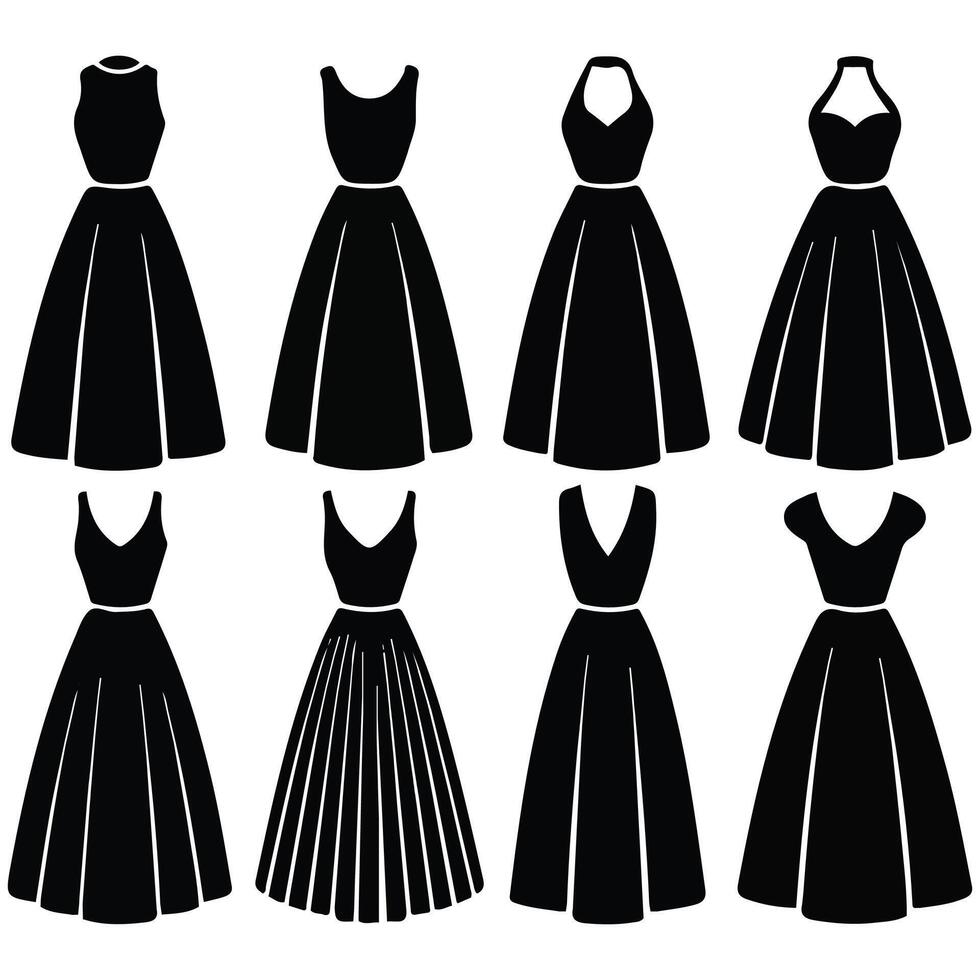 Minimalist fashion dress line art isolated white background vector
