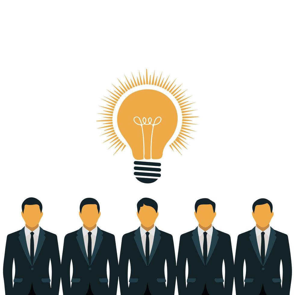 Staff portraits with idea lamps isolated white background vector