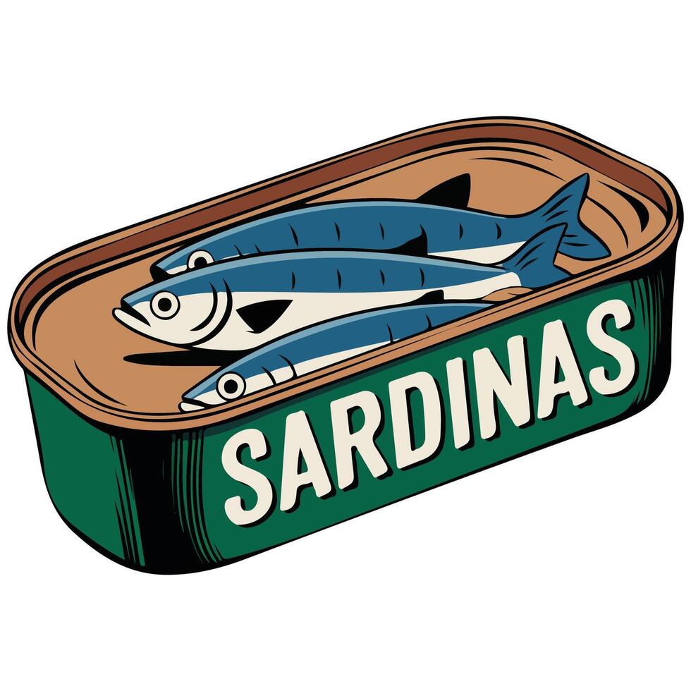 Portuguese canned sardines isolated white background vector