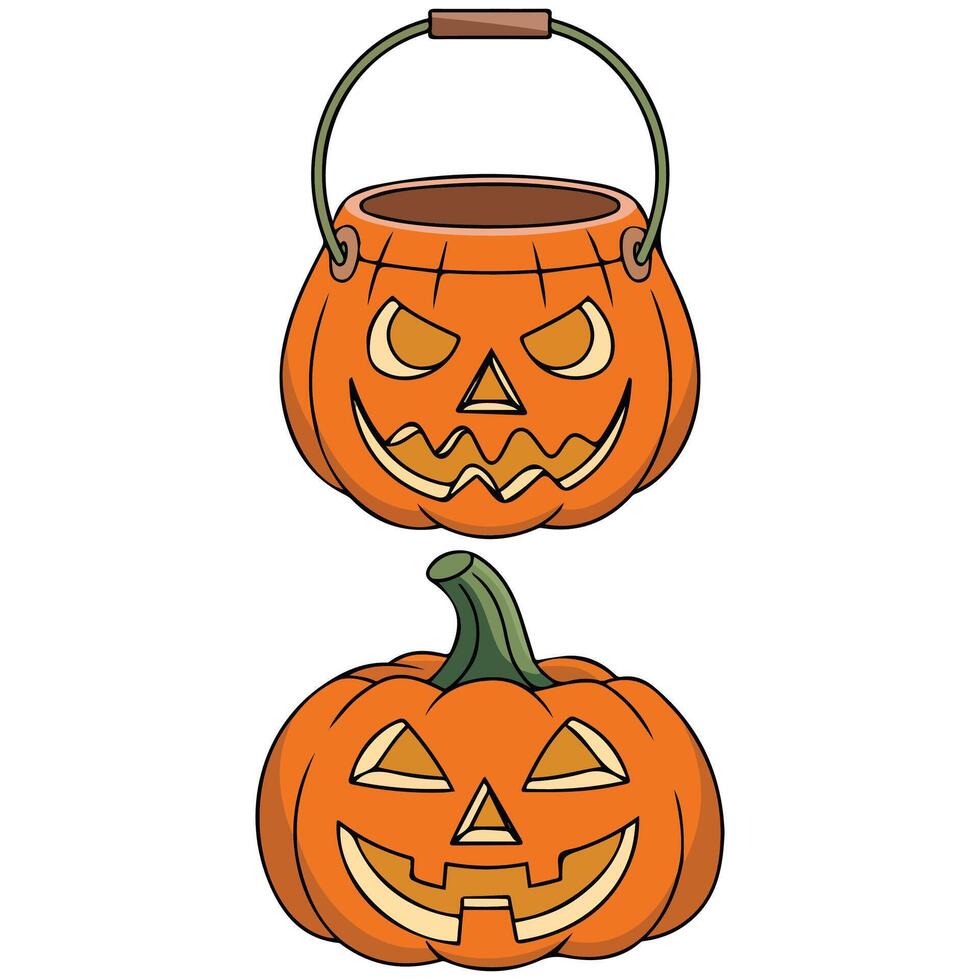 Jackolantern pumpkin with face isolated white background vector