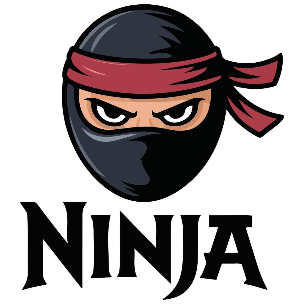 Ninja logo with angry face isolated white background vector