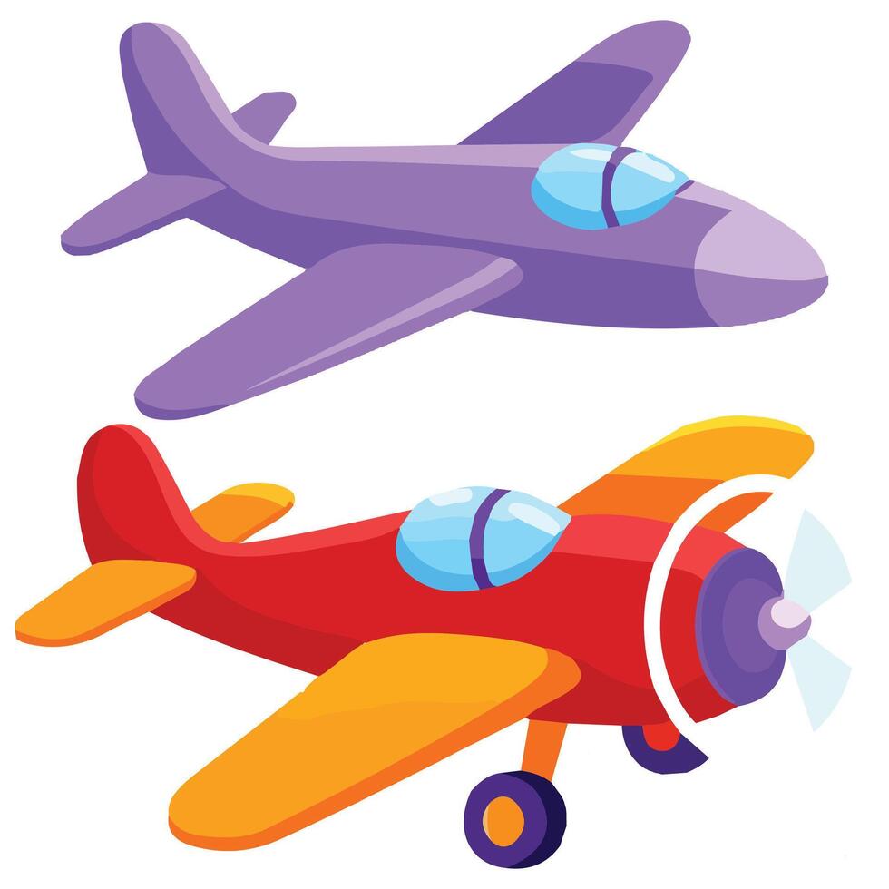 Babys airplanes transportation set isolated white background vector