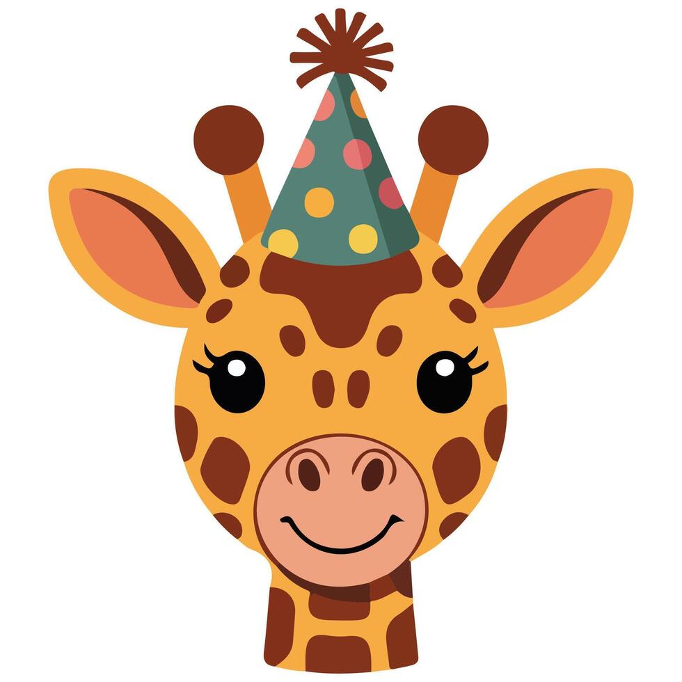 Portrait giraffe face cartoon isolated white background vector