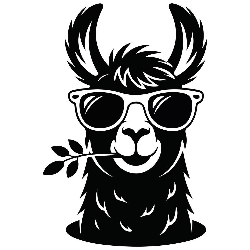 Llama with sunglasses cool isolated white background vector