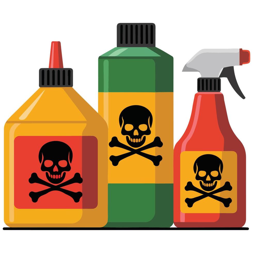 Insect extermination chemicals set isolated white background vector