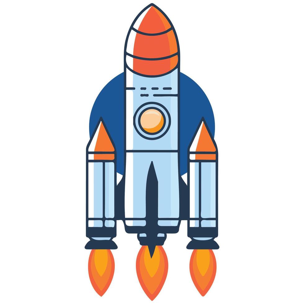 Rocket launch in outer space isolated white background vector